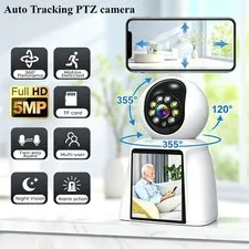 3" Screen Indoor Security Camera, 5MP HD Two-Way Video & Audio Calling