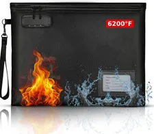 Premium Fireproof Document Bag with Lock Money Safe Bags Waterproof Zipper Fire