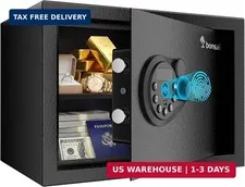 Bonsaii 0.6 Cubic Fingerprint Safe Box, Biometric Security Safe with Electronic