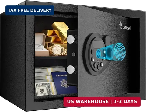 Bonsaii 0.6 Cubic Fingerprint Safe Box, Biometric Security Safe with Electronic