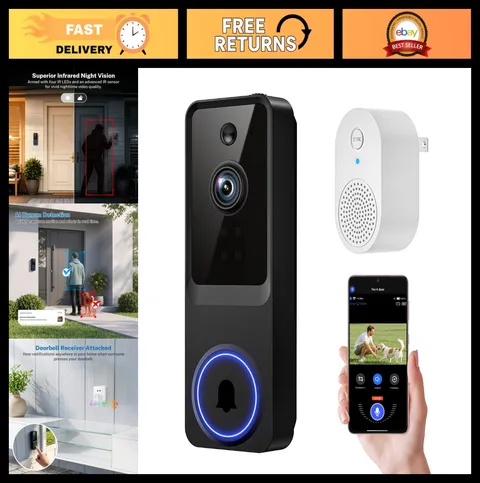 1080p Wi-Fi Video Doorbell Camera, Smart Human Detection, Night Vision, 2-Way Au