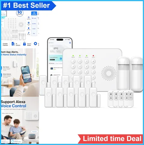 Wireless Home Security System WiFi 4G DIY Alarm No Subscription Fee App Control