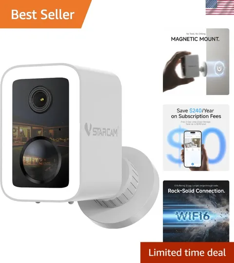 2K Security Cameras Wireless Outdoor, No-Drill Magnetic & Adhesive Mount, Fre...