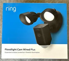 Ring Floodlight Cam Wired Plus Black 1080p Wi‑Fi Outdoor, Alexa, 2‑Way Talk