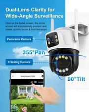 6MP WiFi Camera Outdoor Dual Screen Auto Tracking, Night Vision, 2-Way Intercom