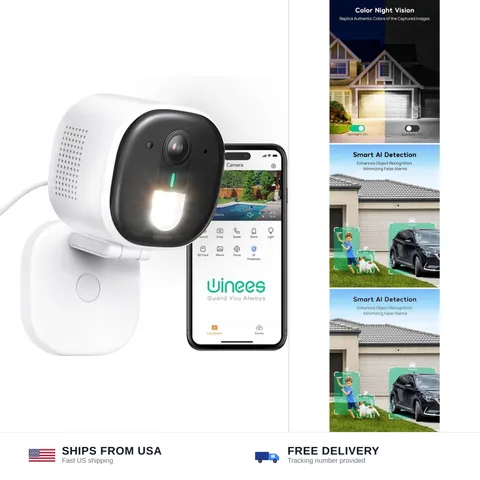 winees Security Cameras Outdoor, Wired 2K Wi-Fi Cameras for Home Security, 2....