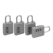 4pcs Resettable 3 Digit Plastic Combination Padlock, Gray (60 x 32mm)