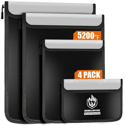 4 Pack Fireproof Document Bags (5200℉), Waterproof Document Holder