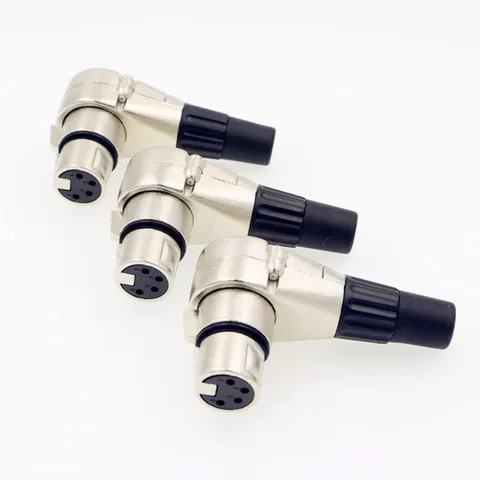 3 PCS Right Angle 90 Degree XLR 4Pin Female Connector For ARRI DSLR Rig