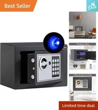 Graphite Electronic Security Safe with Induction Light - 0.23 Cu Ft, Anti-Theft