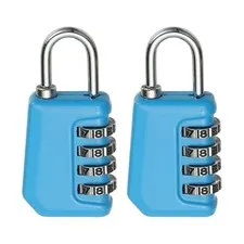 2 Pcs Combination Lock 4 Digit Locker Locks for Luggage Gym File Cabinet Blue