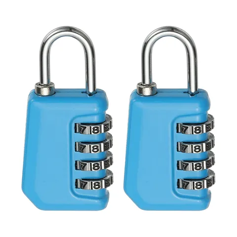 2 Pcs Combination Lock 4 Digit Locker Locks for Luggage Gym File Cabinet Blue