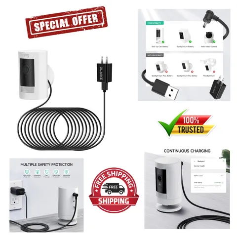 Indoor/Outdoor Power Adapter Ring Stick up Cam Battery 3Rd Gen/2Nd Gen/Plug-In