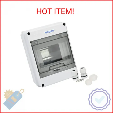 MOLLOM 5 Way Circuit Breaker MCB Distribution Protection Box with DIN Rail, IP65