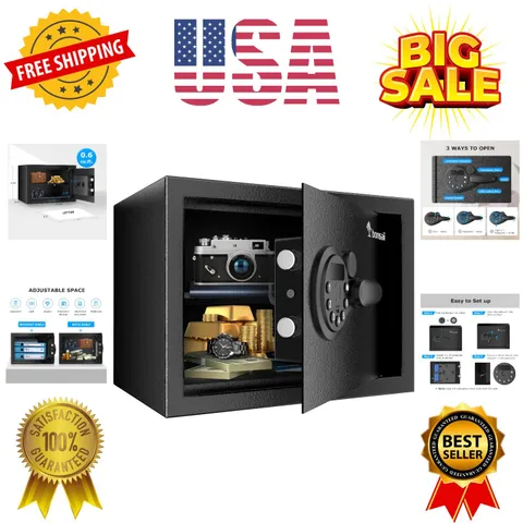 Safe, 0.6 Cubic Safe Box with Electronic Keypad, Removable Shelf, for Valuabl...