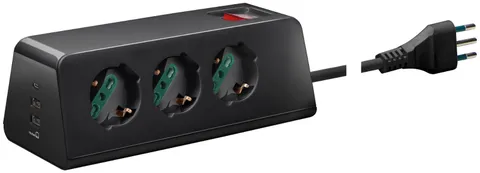 VIMAR Desk Outlet 3 Univers. + 3 USB + S11 + CBE Black - 00608.CC