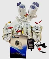 Swann SWPRO-642CAM 2-Camera Wired Security Kit 700TVL BNC Cables & Power Adapter