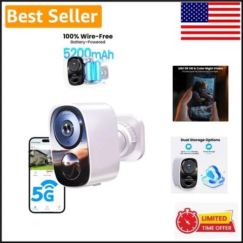 Advanced 2K Outdoor Camera with Full-Color Night Vision & 6- Battery Life