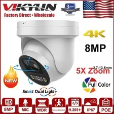Vikylin 4k 8MP 5X Zoom PTZ POE IP Camera Dual Light Human Vehicle Detection US