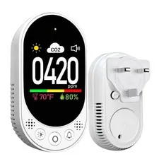 Vetouch Plug In Co2 Detector Wall 3-In-1 Air Quality Monitor Co2 Alarm Digital
