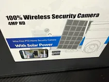 Wireless PTZ Security Camera 4MP 1080p FHD Solar/Battery Wi-Fi, Black