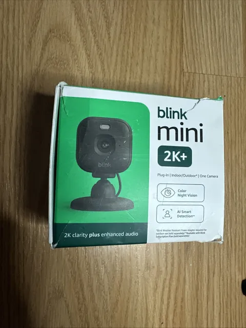Blink Mini 2K+ Plug-In Smart Security Camera Color Night Vision Black