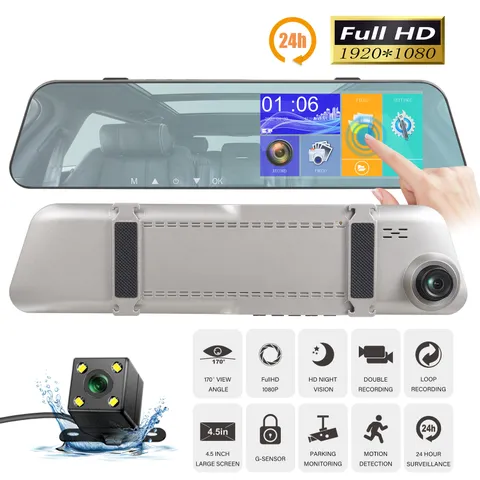 4.5 Inch Touch Screen 24H 1440P HD Car DVR Dash Camera Night Vision Dual Lens