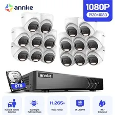 ANNKE 16CH 5MP Lite DVR 1080P CCTV Security Camera System AI Color Night Vision
