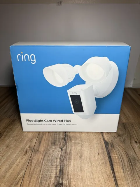 Ring Floodlight Cam Wired Plus Outdoor 1080p Camera White New Open Box