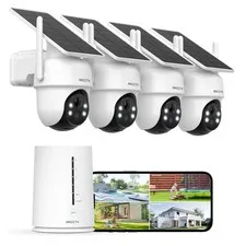 ARCCTV Solar Powered 4MP Wireless Outdoor Security Camera Home IP65 4-Cam Kit IR