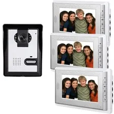 AMOCAM Wired Video Intercom Doorbell System, 3PCS 7-Inches LCD Monitor