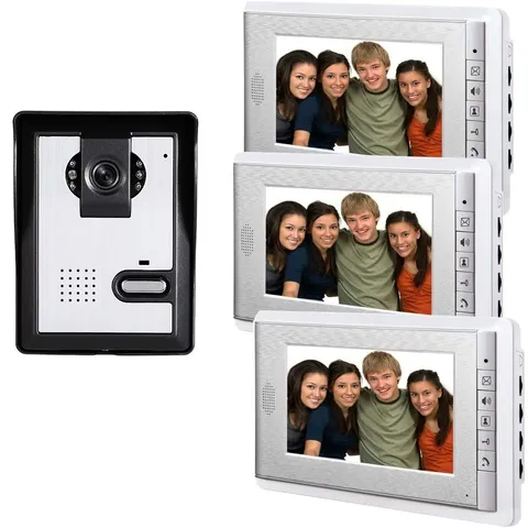 AMOCAM Wired Video Intercom Doorbell System, 3PCS 7-Inches LCD Monitor