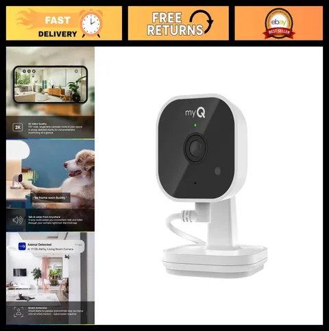 2K Indoor Wi-Fi Security Camera - Night Vision, Motion Detection, 2-Way Audio, A