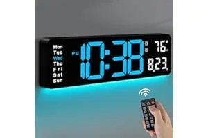 MASHI Digital Wall Clock, 16" Large Display Digital Clock with Remote Control, A