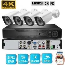 4 Camaras De Seguridad Wifi Exterior 1080P Inalambrica Con Vision Nocturna w/DVR