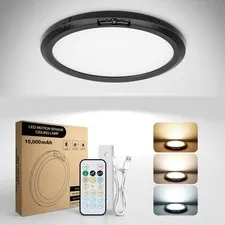 Aggforbl 10,000mAh Rechargeable Ceiling Light with 1 Piece Black, Black