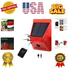 Solar Outdoor Motion Sensor Alarm-129db Loud Siren Lamp Noise Maker, 4 Workin...