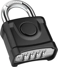 Heavy Duty Combination Padlock, Large Outdoor 4 Digit Password Lock | Resetta...