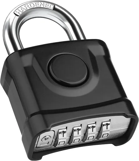 Heavy Duty Combination Padlock, Large Outdoor 4 Digit Password Lock | Resetta...