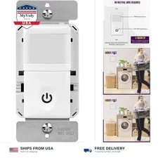 ENERLITES PIR Motion Sensor Switch, No Neutral, 5A/500W, Single Pole, White |...