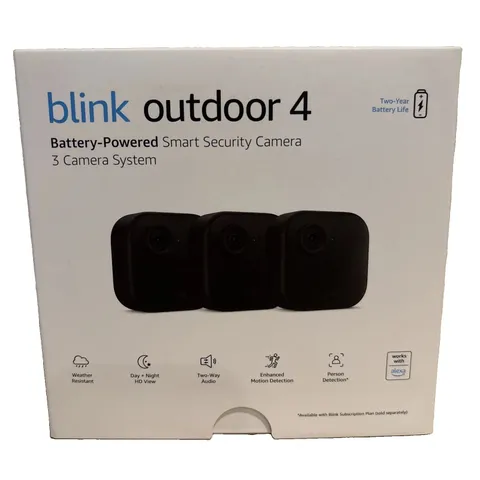New 2024 Blink Outdoor 4 (4th Gen) 3 Camera Wireless HD Home Security System