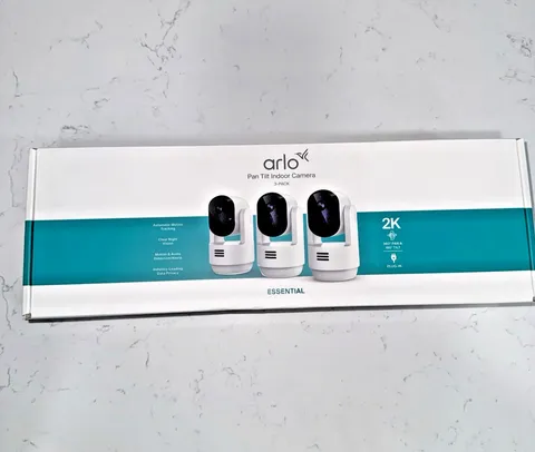 Arlo Essential Pan Tilt Indoor 2K Security Camera 3-Pack Motion Alerts NEW