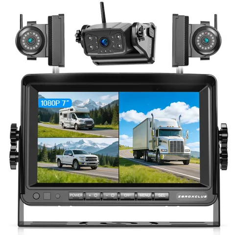 ZEROXCLUB Magnetic Wireless Backup Camera: 7" HD 1080P DVR Monitor 3-Cam