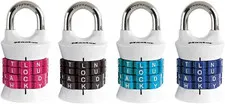 1535DWD Vertical Resettable Word Combination Padlock, 4-Pack, Color May Vary