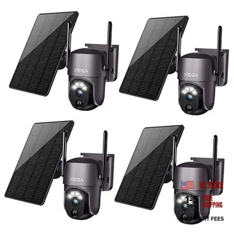 4 Pack Security Camera Wireless Outdoor 2K 360° PTZ Camera Solar | 2.4G WiFi
