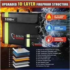 Large Fireproof Document Bag with Reflective Strip