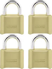 Gold Combination Padlock Set - 4 Pack for Gates, Sheds & Storage Solutions