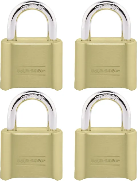 Gold Combination Padlock Set - 4 Pack for Gates, Sheds & Storage Solutions