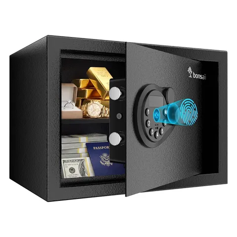 0.6 Cubic Fingerprint Safe Box, Biometric Security cu.ft, BLACK
