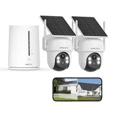 Solar Security Camera System Outdoor Wireless WiFi Home Pan/Tilt Battery Powered